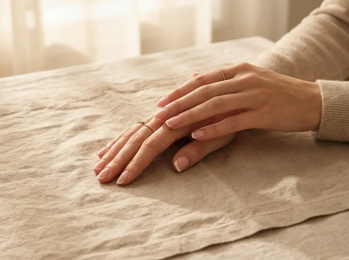Elegant hands with a classic french manicure